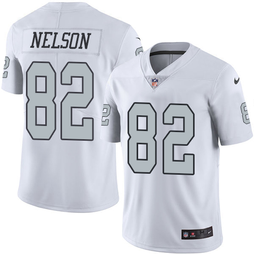 Nike Raiders #82 Jordy Nelson White Men's Stitched NFL Limited Rush Jersey - Click Image to Close